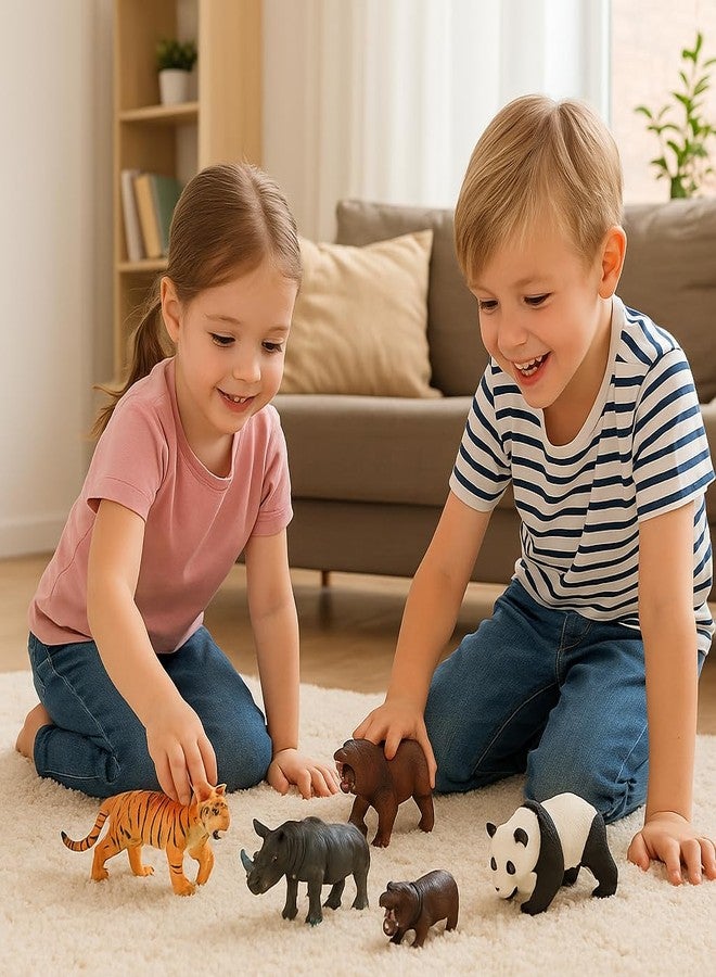 DTR Creation Wild Animal Figurines Toy Set - 5 Pcs (Tiger, Bear, Rhino, Hippo, Panda) | Jungle Safari Animals | Kids Educational Animal Toys | Birthday Gift Pack for Boys & Girls - Image 2